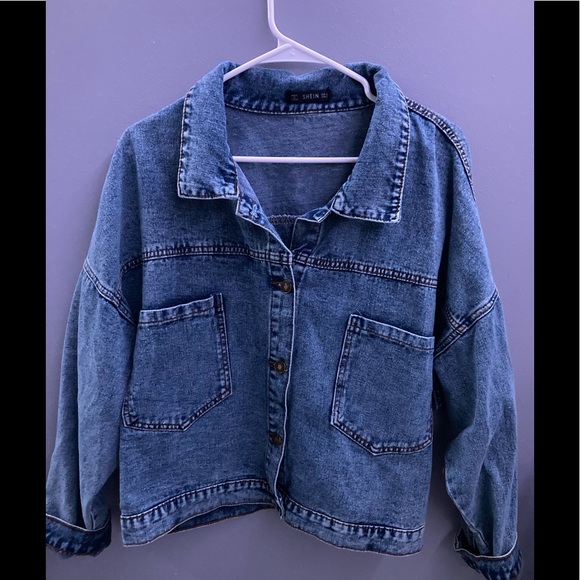 Shein Double Pocket Button Front Denim Jacket - Picture 6 of 12